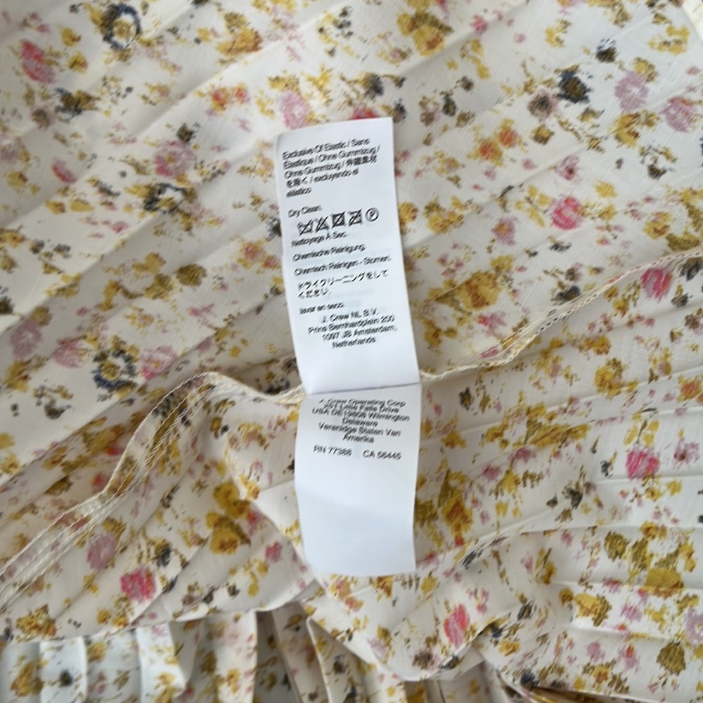 J. Crew yellow white ditzy floral pleated a line midi sun dress pockets 00 EUC - Picture 14 of 14